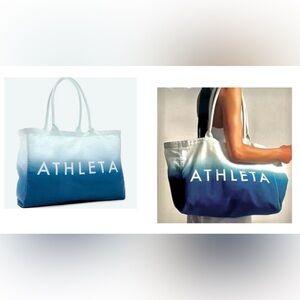 Athleta Ombre Blue Canvas Tote Bag Lightweight 
Beach Gym Shopping Playground